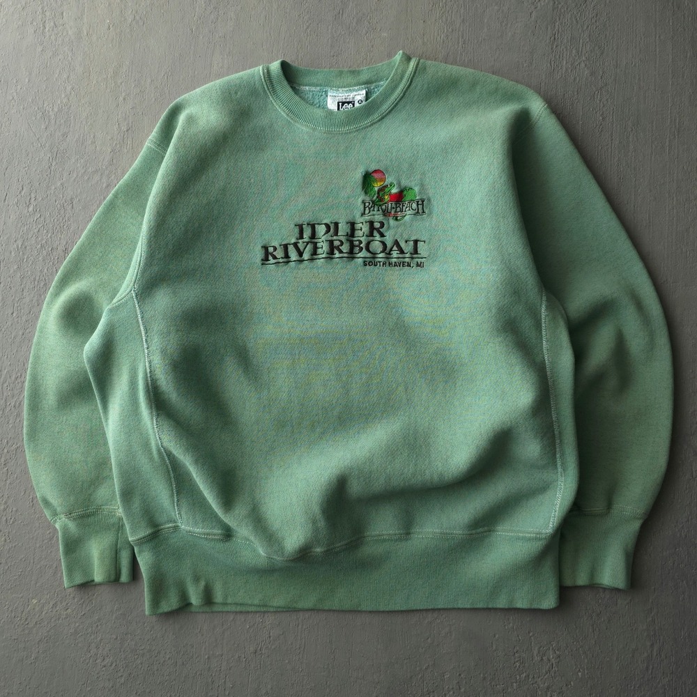 Vintage 90s Lee Green Sweatshirt XL Idler Riverboat South Haven MI